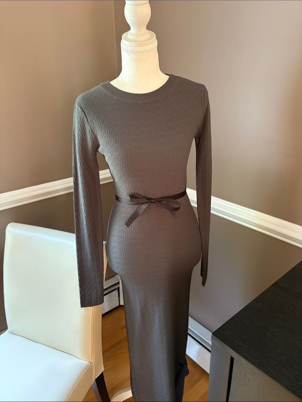 NWT Zara Knit Grey Maxi Dress Sz Small